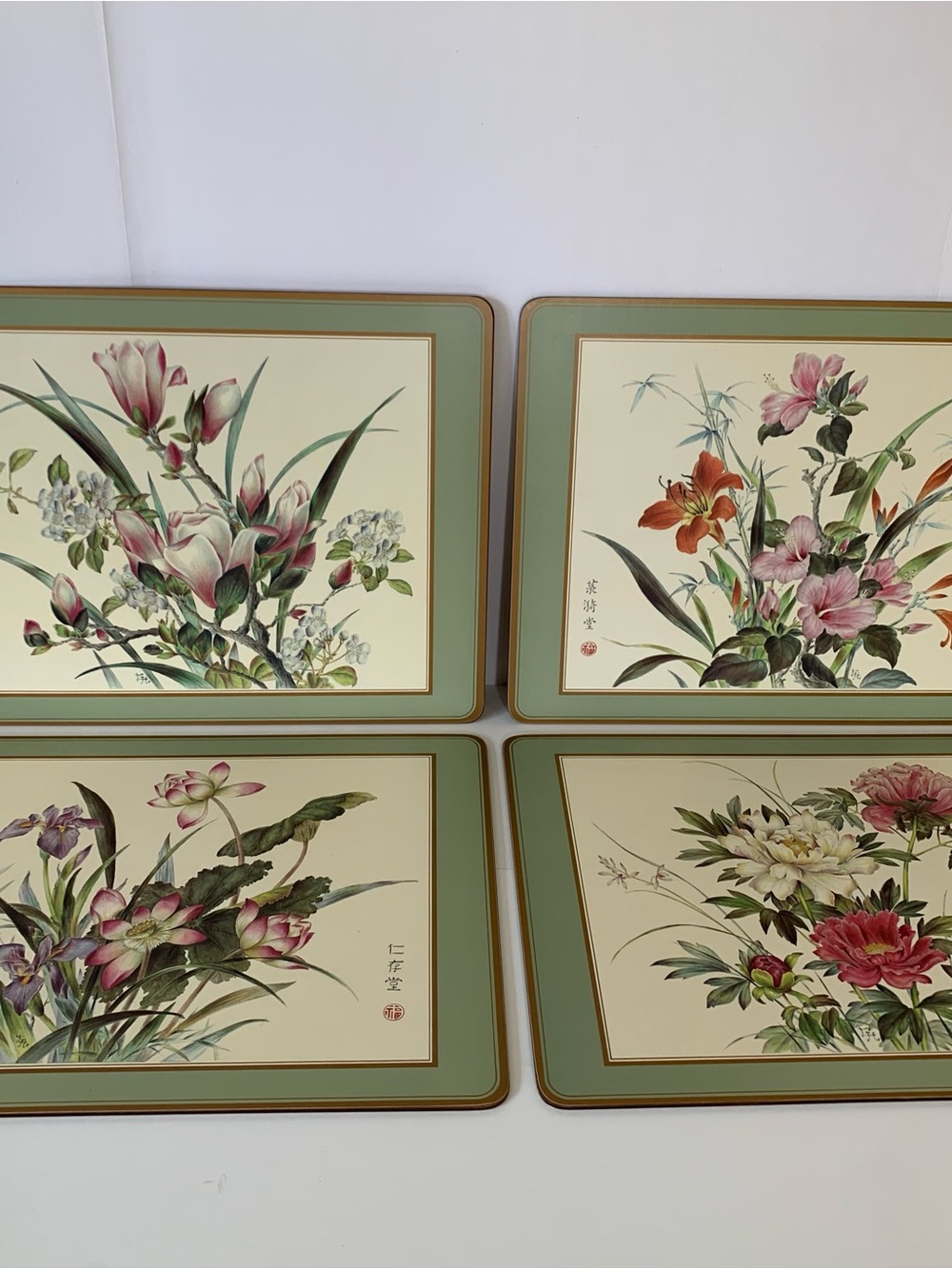 Vintage Pimpernel Oriental Floral Place Limited Edition Mats Set of 4 Lacquer
